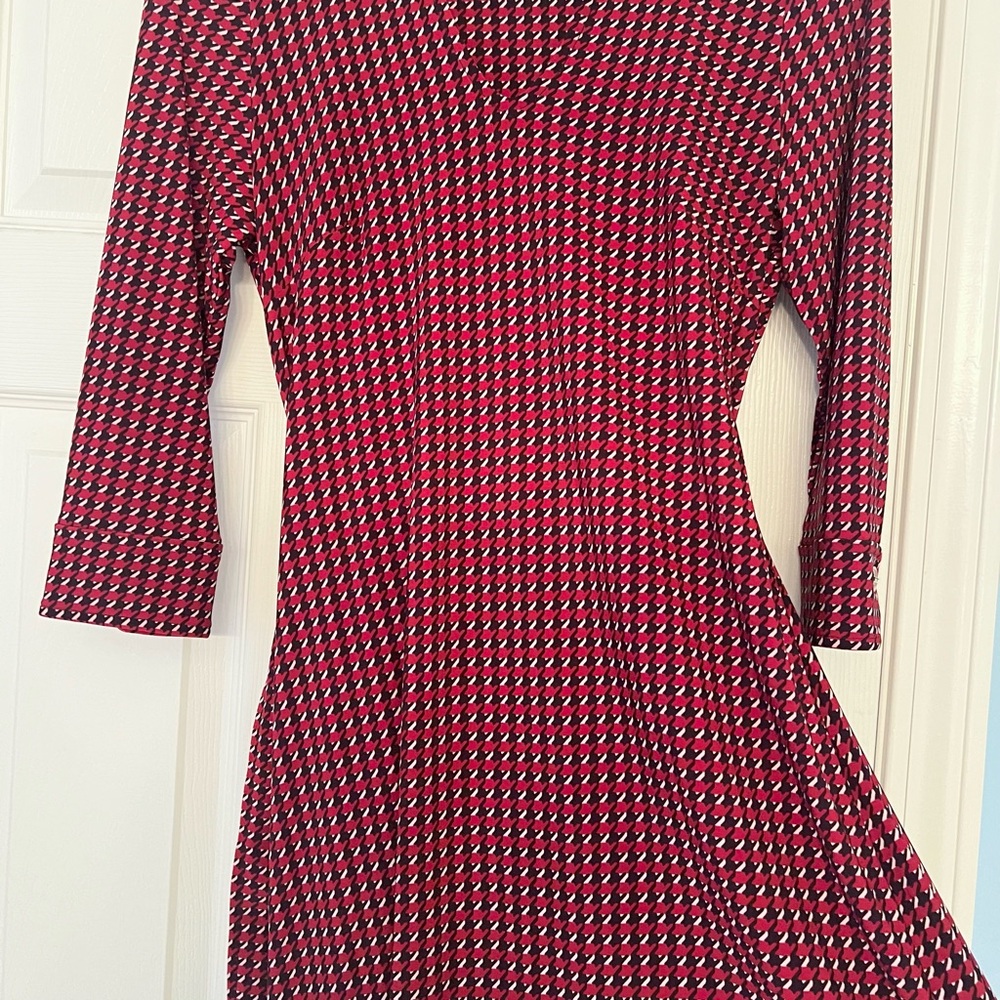 Tommy Hilfiger-Houndstooth Jersey Shirtdress With Belt-Sleeves-Size 4 Petite - Picture 9 of 11